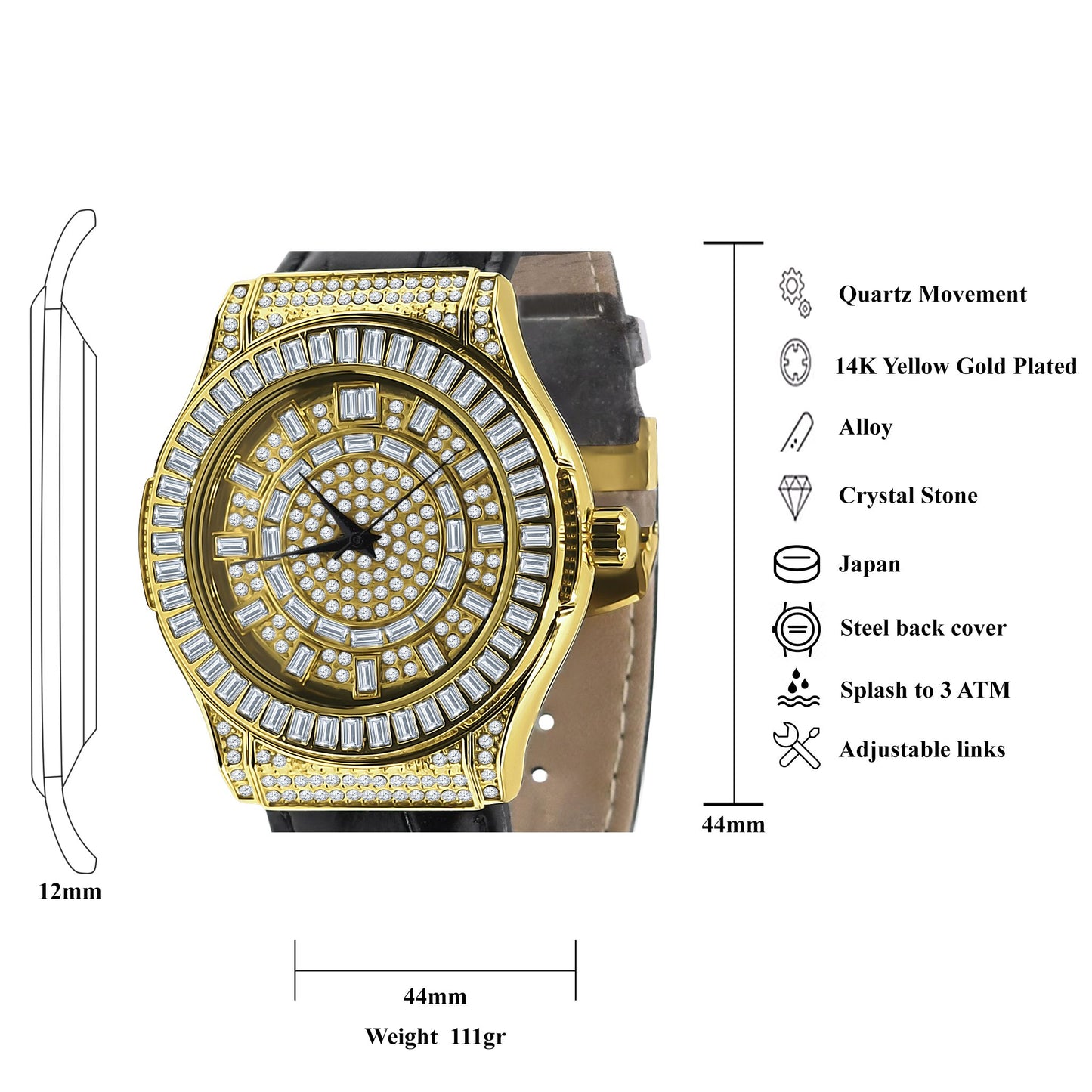 Conspicious Bling Leather Watch | 5110362
